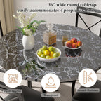 VECELO 5 Piece Dining Table Set for 4, Faux Marble Dinette with Chairs for Kitchen, Breakfast Nook, Small Space, Pure Black