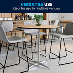 Flash Furniture Lars 36'' Round Wood Cocktail Table with 30'' and 42'' Columns, Wood Bar Height Table for Commercial or Residential Use, Natural