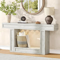 Rresyet 63" Console Table, 2-Tier Entryway Table with Sensor Lights, Coffee Table Behind The Sofa, with U-Shaped Base Suitable for Entryways, Living Rooms, Corridors, and Foyers(White)