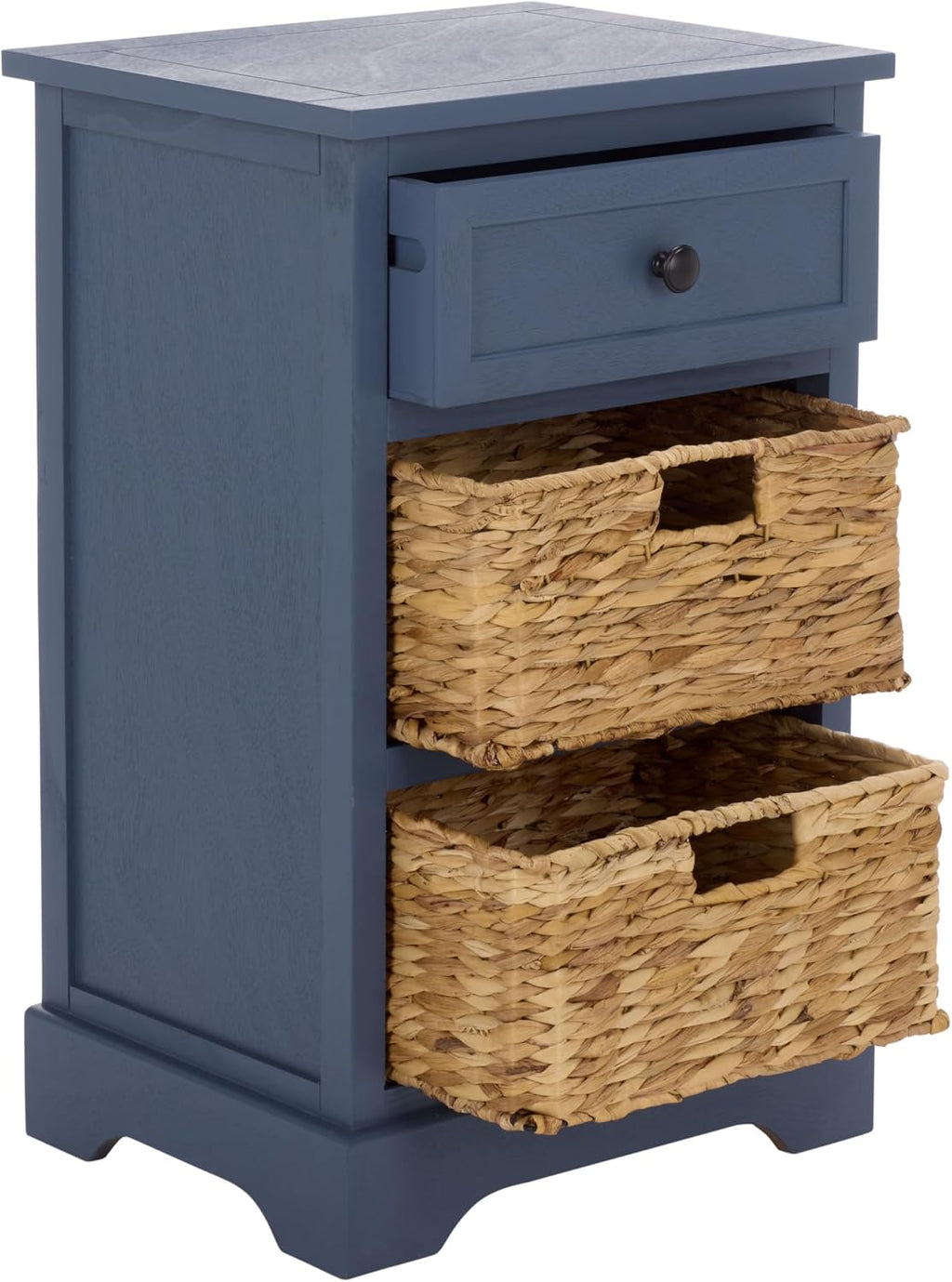 SAFAVIEH Furniture - Carrie 3-Shelf Side Table - Blue - Solid Wood - Farmhouse Tiered Design - Ideal for Living Room, Entryway, Home Office, 16" W x 13" D x 26" H - Fully Assembled (AMH5700K)