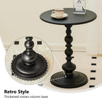 Black Metal End Table, Small Round Side Table | Vintage Matte Black Pedestal, For Living Room, Bedroom, Sofa, For Patio & Bar, Nightstand