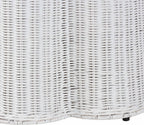 Bali & pari Palm Scallop Rattan Console Table – Handwoven Wicker Round Accent Table for Living Room, Sunroom or Foyer Place, Coastal Boho Style in White