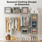 GoMaihe Clothes Storage Bin with Metal Frame: 6-Pack Stackable Closet Storage Bin with Lid & Clear Window, Sweater Boxes Storage for Closet Bedding Clothing Storage Organizer 40L