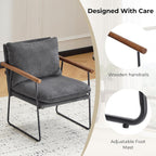 Furnilivng Large Sling Accent Chair, Comfortable Boucle Fabric Arm Chair, Upholstered Cozy Reading Chair for Living Room, Bedroom, Dressing Room, Home Office (Dark Gray, Set of 1)