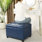 Joveco Faux Leather Storage Ottoman Bench Rectangle 24 Inch Foot Rest Ottomans