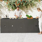 Domi Outdoor Kitchen with Stainless Steel Sink, Aluminum Outdoor Prep Table & Storage Cabinet, 3-Piece All Weather Patio Modular Station for Backyard, Dark Grey