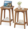 VASAGLE MAEZO Collection - Side Tables, Set of 2, 2-Tier Small Square End Tables, Nightstands with Tapered Legs, Curved Transitions, for Small Spaces, Living Room, Bedroom, Honey Brown ULET238KB01S