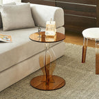 Acrylic Side Table, Clear End Table, Round Drink Table, Modern Nightstand for Living Room, Coffee Tables for Bedroom, Amber