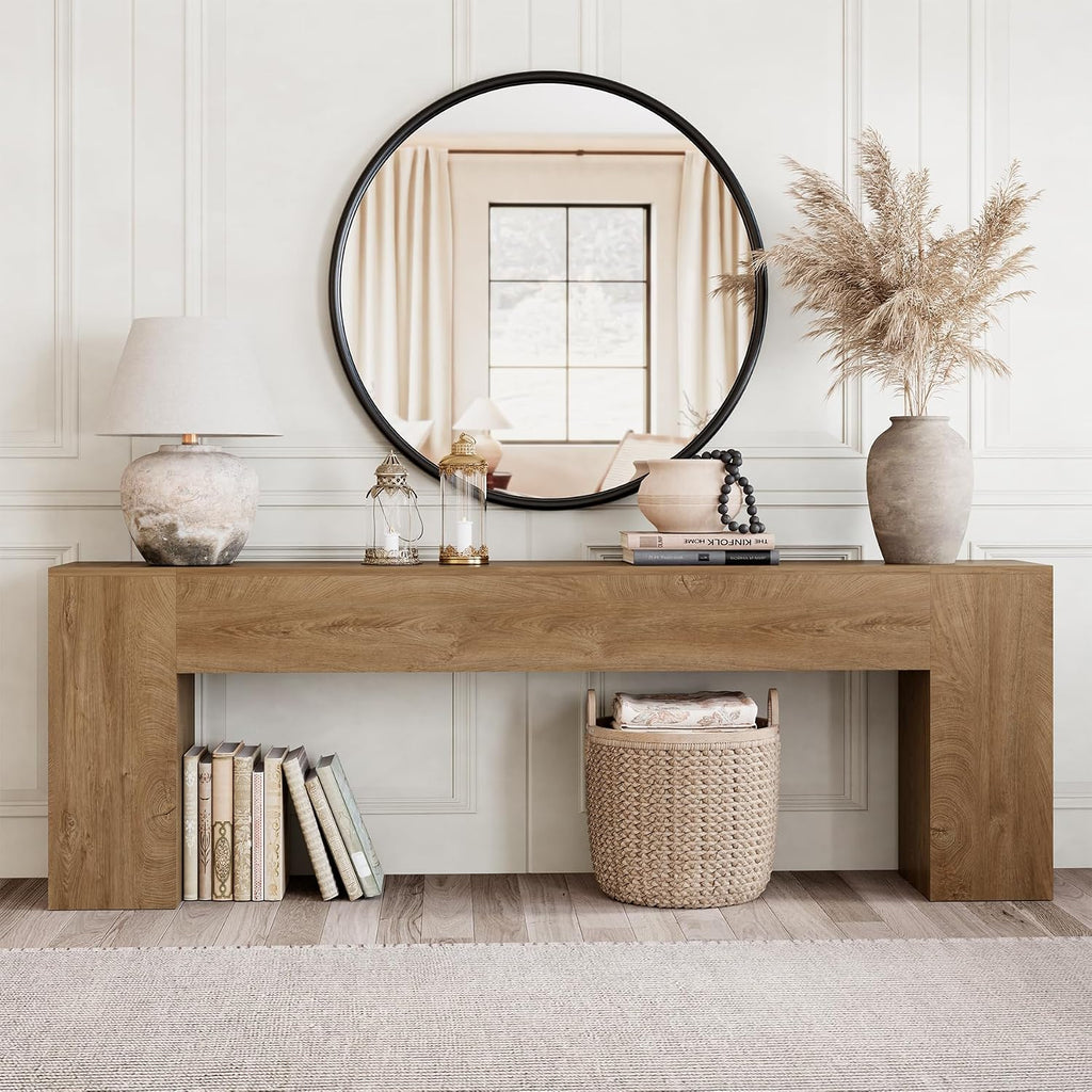 Epecoya Extra Long Console Tables for Entryway, 94.5 Inch Wooden Couch Table Behind Sofa Modern, Large Farmhouse Hallway Table for Living Room, Entrance, Entry Way, Natural Oak Brown