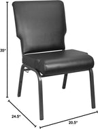 BizChair Black Vinyl Church Chair 20.5 in. Wide