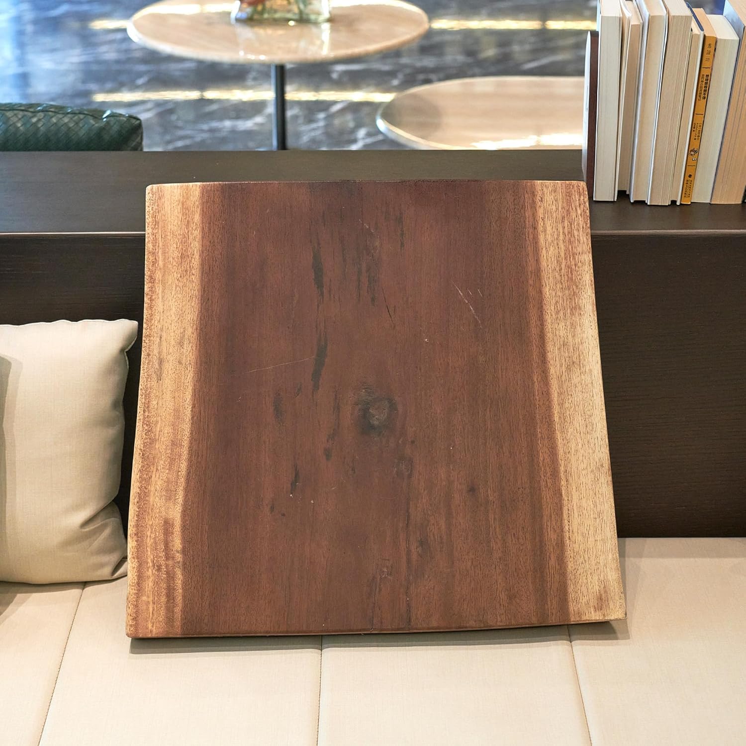 Square Teak Wood Slice Slab Side Table Top 17.7"x17.7"x1.96" Live Edge Raw Hand Crafted Root Plate Handmade Natural Wooden Board for Resin End Table Slab Untreated Wall Home Décor