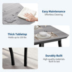 Kitchen Table Set for 4, 4-Piece Dining Table with 2 Chairs and PU Upholstered Bench - Cutting Corner Tabletop Design, Space-Saving Kitchen Furniture for Studio, Restaurant, Gray