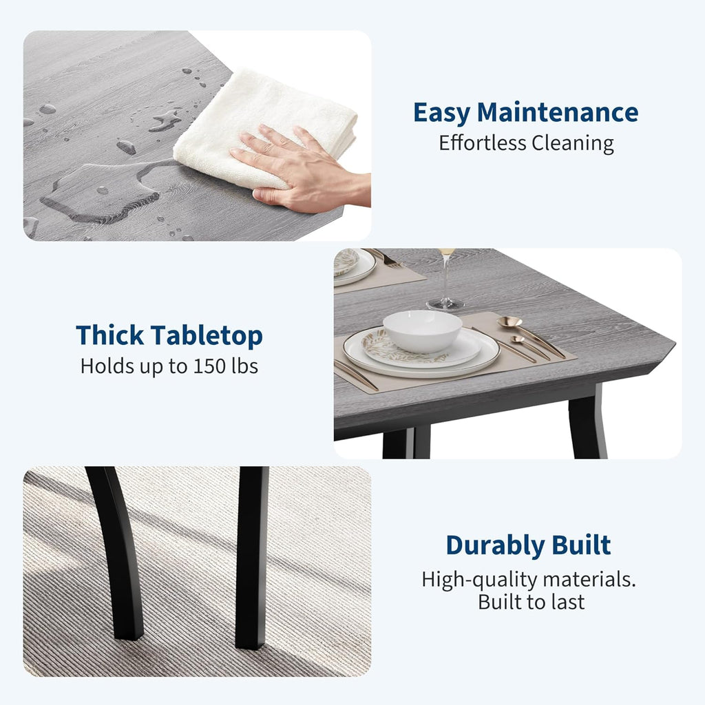 43" Dining Table Set for 4, Space Saving Kitchen Table with Upholstered Bench and 2 Chairs, Small Dining Table Set for 4, Modern Farmhouse Dinette Set for Small Dining Room, Gray