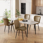 Dining Chairs Set of 4, Modern Upholstered Pu Leather Kitchen Side Chairs Dining Room Chairs Comfy Backrest, Brown