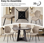 Set of 4 Boucle Dining Chairs – Modern Minimalist Upholstered Kitchen Chairs with Contoured Back and Metal Legs, Brown