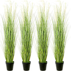 4 Pack 4 ft Tall Artificial Grass Plant Fake Pampas Grass in Pot Large Faux Floor Plants Potted Artificial Greenery for Indoor Outdoor Garden Home Bathroom Office Room Housewarming Wedding Decoration