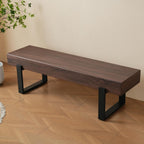 59" Dining Bench, Farmhouse Indoor Kitchen Table Benches, Industrial Shoe Bench, Entryway Benches, Black + Dark Walnut