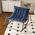 Ergonomic Rocking Lounge Chair with Tufted Cushion | Carbon Steel Frame, 35.43" Wide Seat, 330 lbs Capacity, Navy Blue