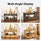 Meditation Table Altar, Small Puja, Altar Table with Storage & Drawers Prayer Shrine Desk, Pooja Mandir for Bedroom, Living Room, Church(Yellow,42 * 16.5cm/16.5 * 6.5in)