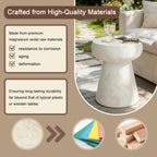 14.56" Mushroom-Shaped Design Side Concrete Table,Modern Geometric Pedestal Round End Table,Multi-Functional & Decorative Coffee Table for Patio Indoor Outdoor,Beige