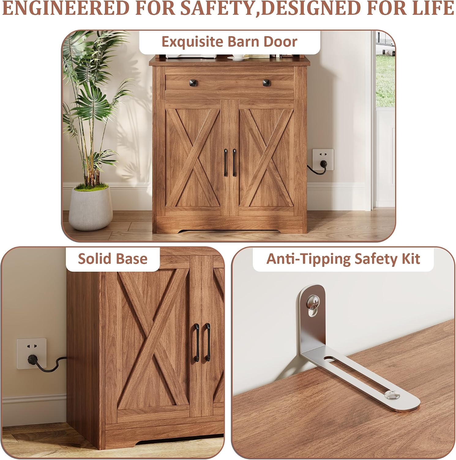 IDEALHOUSE 71" Pantry Cabinet with Charging Station, Tall Kitchen Pantry Storage Cabinet with Microwave Stand, Large Farmhouse Kitchen Hutch with Cabinet Doors & Drawer for Living Room, Dining Room