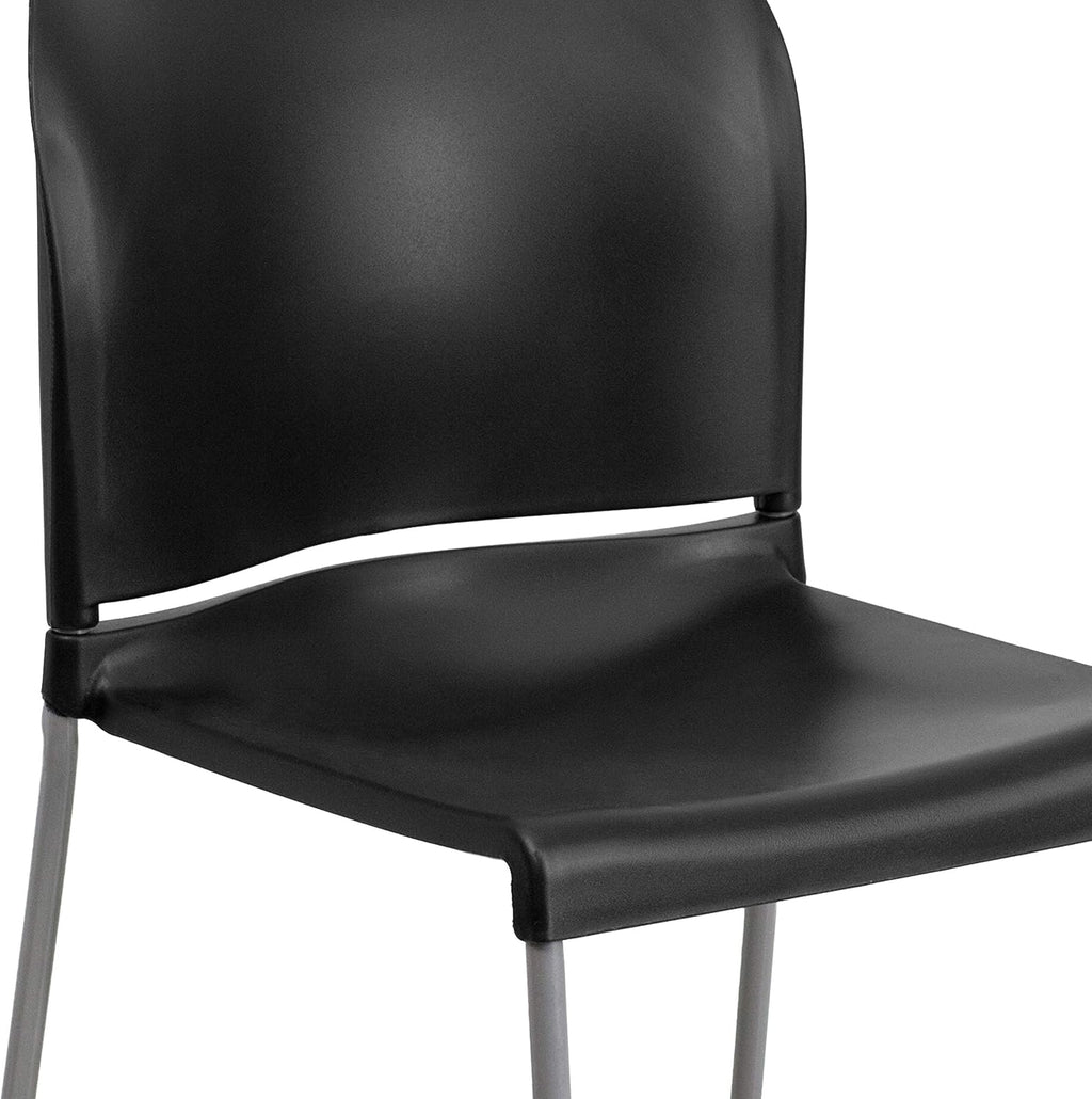 EMMA + OLIVER Home and Office Guest Chair Black Full Back Contoured Sled Base Stack Chair