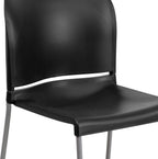 EMMA + OLIVER Home and Office Guest Chair Black Full Back Contoured Sled Base Stack Chair