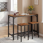MAHANCRIS Bar Table, 35.4-Inch Counter Height Pub Table, Cocktail Table | Rectangular Bar Table with Metal Frame and Footrest, for Dining Room, Stairwell, Bar, Save Space, Rustic Brown and Black