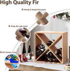 JAXPETY 24 Bottle Wine Rack Holder Compact Cellar Cube Bar Storage Kitchen Decor Wood Display Home,Natural