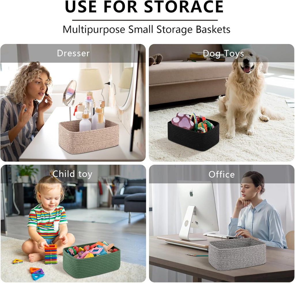OIASKET 6 Pack Storage Baskets for Shelves, Small Baskets for Shelves, Cute Decorative Storage Bins, Organizer Basket for Gifts Empty, 11.8''Lx7.8''Wx4.7''H-Brown