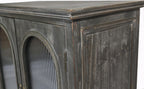 48" Farmhouse Sideboard Buffet Cabinet with 2 Drawers & 2 Glass Doors, Vintage Wood Credenza with Fixed Shelves, Kitchen Storage Cabinet for Dining Room & Living Room, Black+Grey