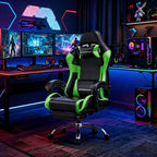 Dowinx Gaming Chair Ergonomic, Massage Lumbar Support, Footrest, Adjustable Height & Headrest Pillow, Heavy Duty 330lbs Office Chair, Comfortable for Back Pain Relief Long Gaming Streaming Deep Green