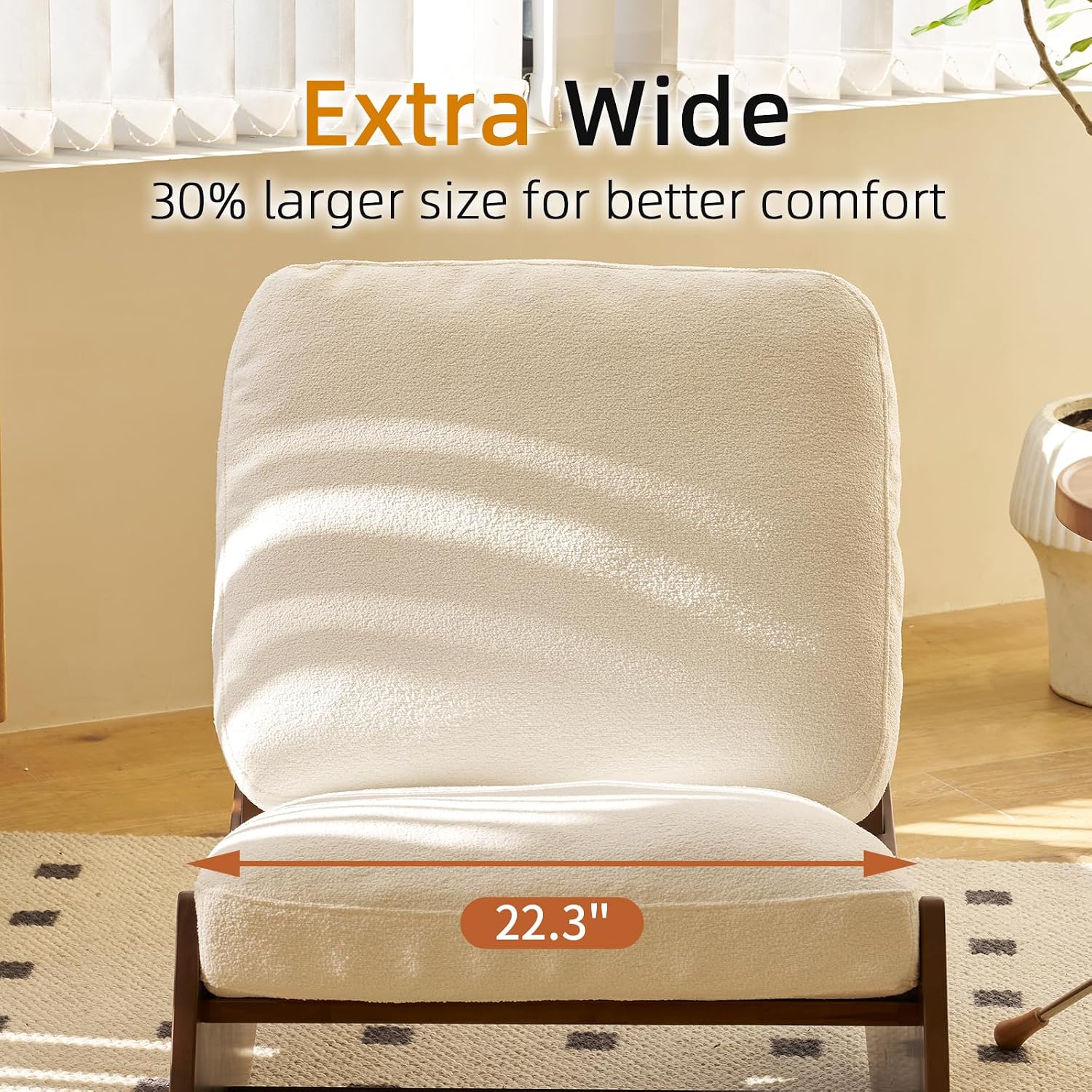 HAZO Nursery Rocking Chair Tall Back Boucle Glider Rocker Rocking Accent Chair Comfy Single Sofa Side Chair for Living Room Bedroom Hotel, Bedroom(White)