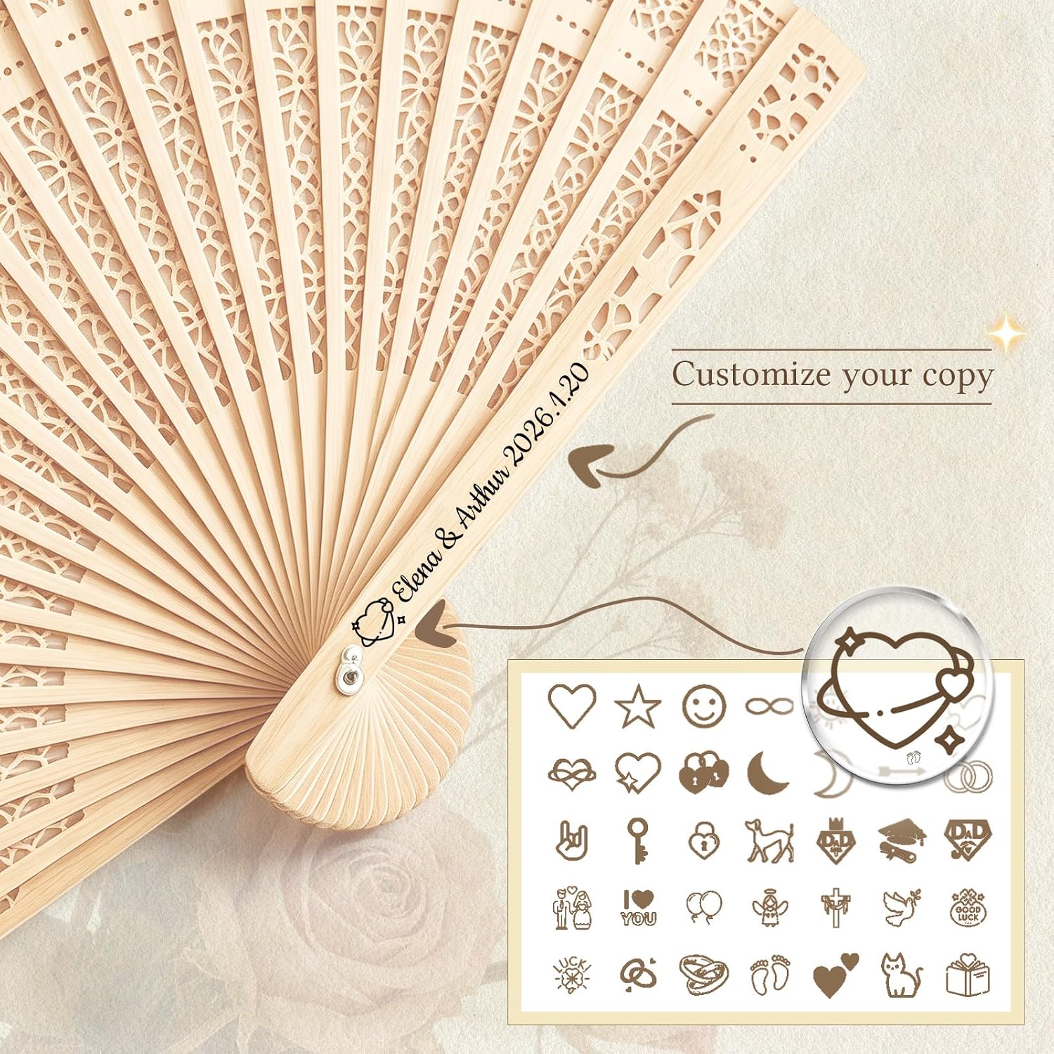Personalised Wedding Hand Fans – Custom Engraved hand fans, perfect for weddings and graduation ceremonies (1)