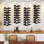 IBUYKE Wall Mounted Wine Rack 12 Bottle,Metal Wine Bottle Holder for Wine Bottles, Liquor, Champagne,DIY Wall Wine Rack for Home Bar Storage and Display,Black,UTMJ909B