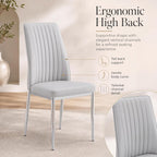 Dining Chairs Set of 4,Sillas de Comedor Modernas 4,Leather Upholstered Kitchen Chairs with Chrome Metal Legs,Modern Dining Room Chairs ,Easy-Clean Chairs for Dining Room, Apartment (Light Gray,4)