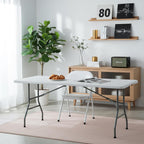 Folding Table 6FT Portable Heavy Duty Plastic Table with Carrying Handle Fold-in-Half Utility Foldable Tables for Parties Wedding Events Dining Indoor Outdoor Picnic (White)