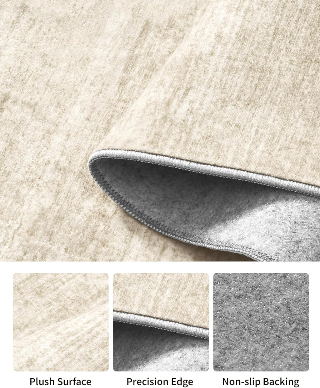 Art&Tuft Washable Runner Rug - 2x8 Hallway Runner Rug Non-Slip, Soft Low Pile Kitchen Rug Runners for Hallways, Entryway, Bedroom, Living Room, Beige