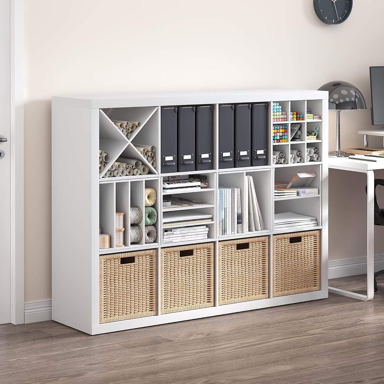 Furinno Cubicle Cube Insert, H-Shelf Cube Organizer, 2-Tier Shelf Accessory, Fits into Furinno Triple Thick Cubes, IKEA Kallax, for Organizers and Storage, White