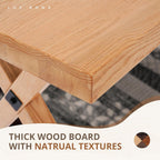 LUE BONA 47 inch Dining Bench with Solid Wood, Farmhouse Kitchen Bench with Natural Wood Grain, Heavy Duty Rectangular Kitchen Dining Chair for Home and Dining Room, Oak Grain-Natural Color