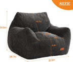 Big Bean Bag Chair for Adults, Ultra Soft Living Room Bean Bag with Armrests, Stuffed BeanBag Chair for Napping, Gaming, Vacuum-Compressed for Easy Gifting, 48 Hours to Fluffs Up, Dark Gray