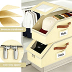 2 Pack Hat Organizer for Women & Men, Foldable Hat Storage Box with Clear Window Lid, Stackable Clear Hat Storage for Baseball, Cowboy Caps, Store up to 28 Caps, Butter Yellow