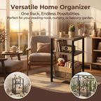 3 Tier Narrow End Table, Industrial Side Table for Sofa Couch, Sturdy Nightstand Bedside Table with Multi-Layer Storage Shelves, Small Accent Side Table for Living Room Bedroom Small Space (2, Grey)