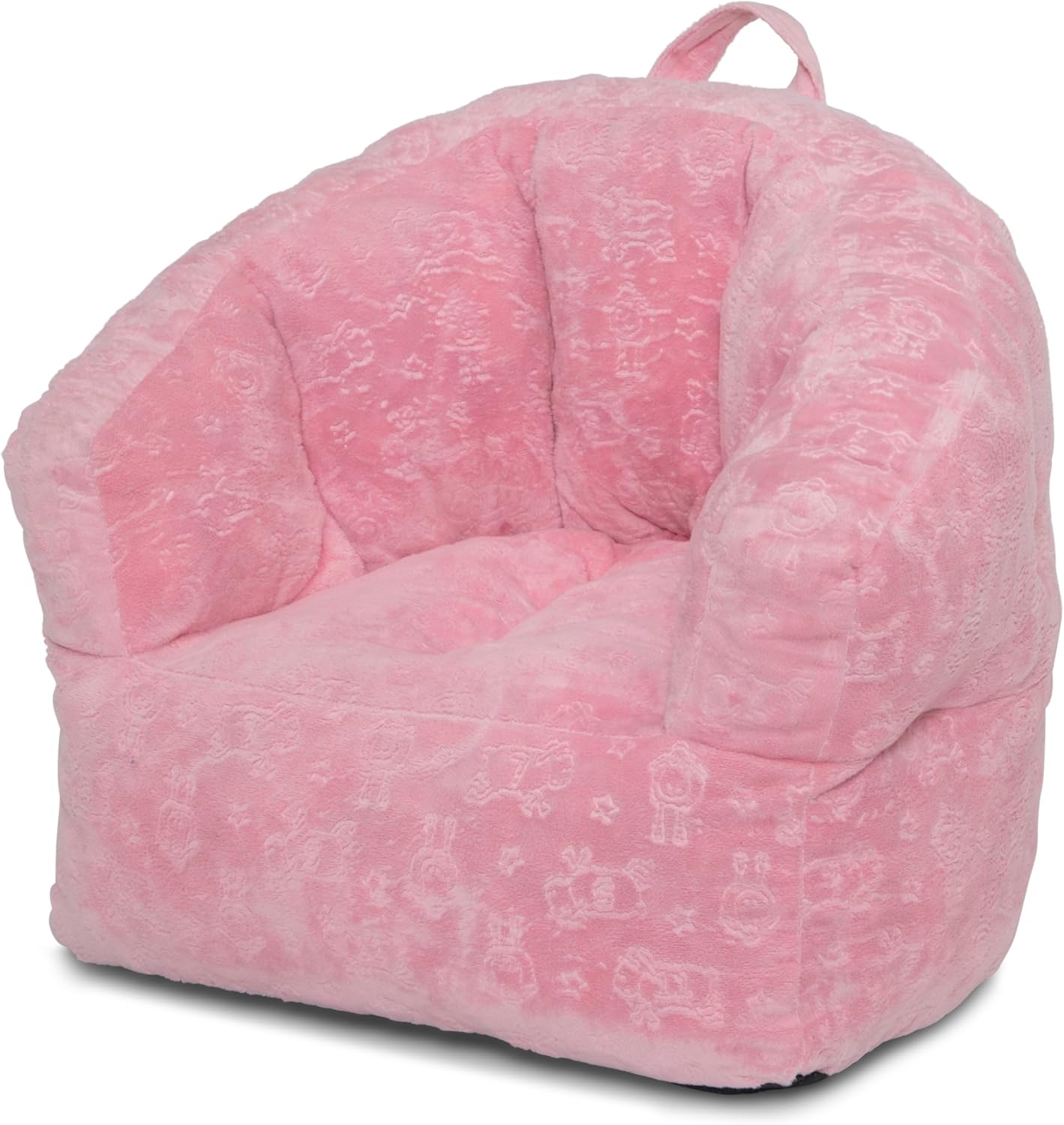 Delta Children - Serta Kids Plush Barrel Toddler Chair, Soft Foam Chair Bean Bag Chair Alternative for Boys and Girls, Cozy Seat for Reading, Watching Cartoons, Playroom Nursery Bedroom, Pink