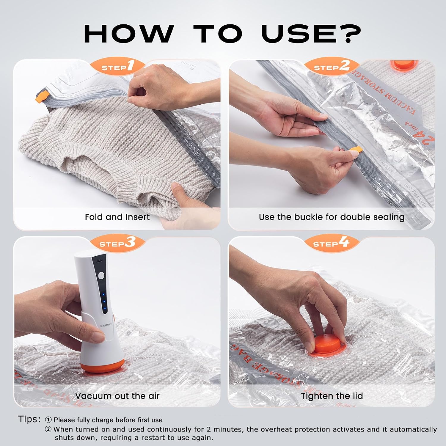 Vacuum Storage Bags for Travel & Home with Rechargeable Cordless Air Pump, Space Saver Compression Bags for Luggage & Suitcase, Fast Vacuum Seal for Clothes, Bedding, Seasonal Storage, 10 Combo Set