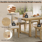 LUMISOL 6-Piece Dining Table Set for 6, Farmhouse Kitchen Table Set with 4 Upholstered Chairs with Bench, Solid Wood Table and Chairs Set for Kitchen, Dining Room, Natural Wood Wash+Beige