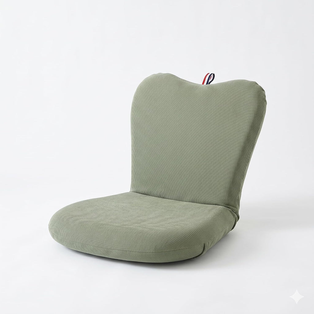 Compact Floor Chair with Back Support, 5-Position Adjustable Corduroy Folding Floor Gaming Chair, Portable Padded Floor Seating for Kids & Adults, Meditation, Reading, Small Spaces, Green