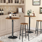HOOBRO Bar Table, Height-Adjustable Round Pub Table 27-35.4 Inches with Sturdy Base, Modern Style, Easy to Assemble, Suitable for Small Space, Rustic and Black BF58BT01G1