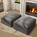 2 Square Cloud Footstool for Living Room, No Assembly Modular Corduroy Convertible Seat, Modern Boneless Style Sofa Accessory for Lounge or Bedroom