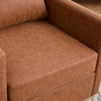 Swivel Accent Chair, 30.7" W Upholstered Square Club Sofa, 360 Degree Rotating Comfortable Lounge Armchair for Living Room, Bedroom, Apartment, Nursery (Brown)